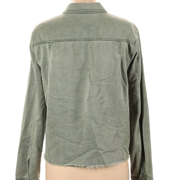 Bella Dahl Size L Long sleeve soft fabric sage green button-down shirt - Picture 4 of 5